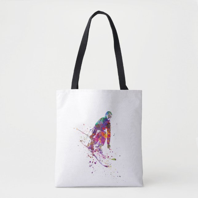 Bolso De Tela watercolor skier (Anverso)