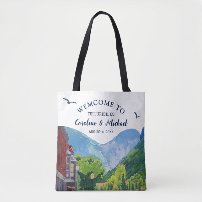 Bolso De Tela Watercolor Telluride boda de Colorado (Anverso)