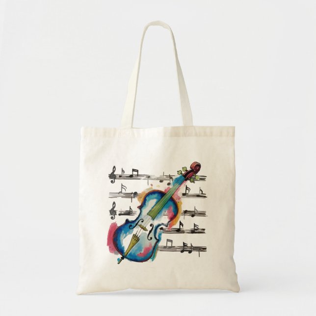 Bolso De Tela watercolor violin (Frente)