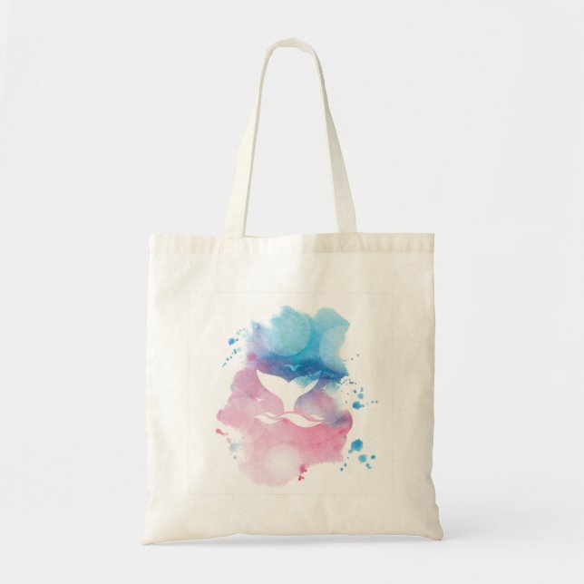 Bolso De Tela Watercolor whale (Frente)