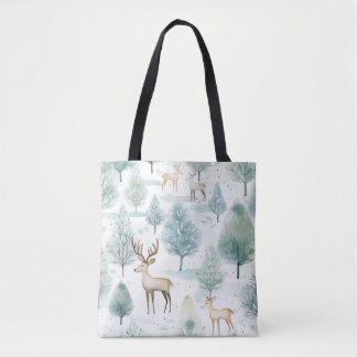 Bolso De Tela Watercolor WoodlandDeer En Navidades De Bosques De