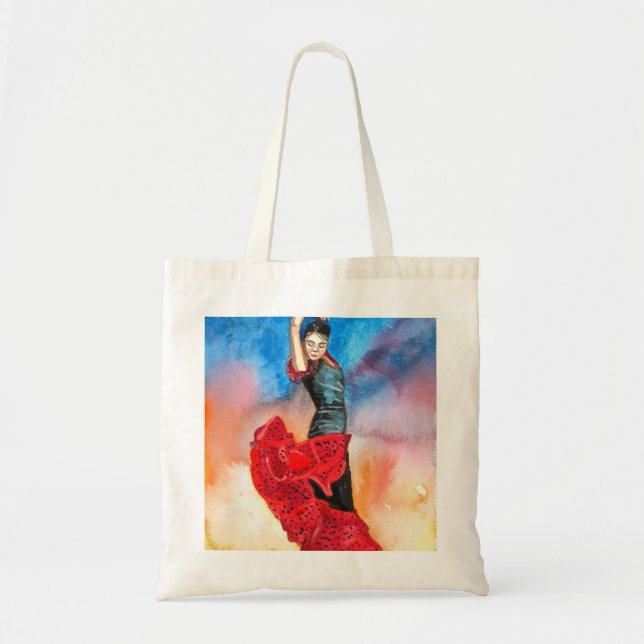 Bolso De Tela Watercolour del BAILARÍN del FLAMENCO (Frente)