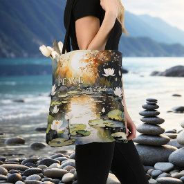 Bolso De Tela Waterlilies Pond Peace Mediation Love