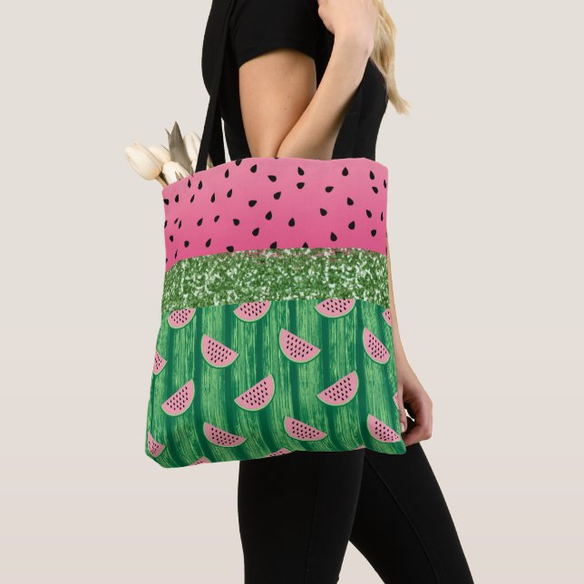 Bolso De Tela Watermelon Purpurina Moderno (Detalle)