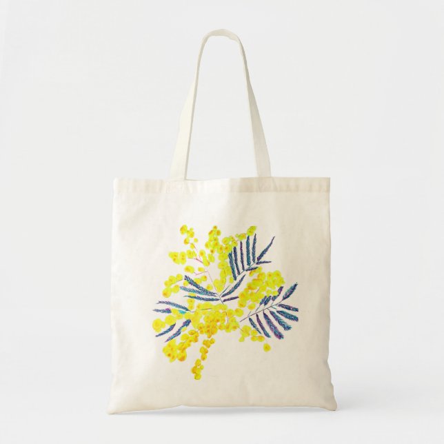 Bolso De Tela Wattle Mimosa flor amarilla Australia (Frente)