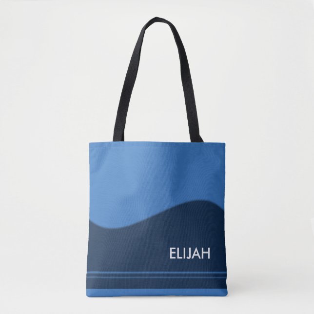 Bolso De Tela Wave Border azul + tu trasero. e ideas (Anverso)