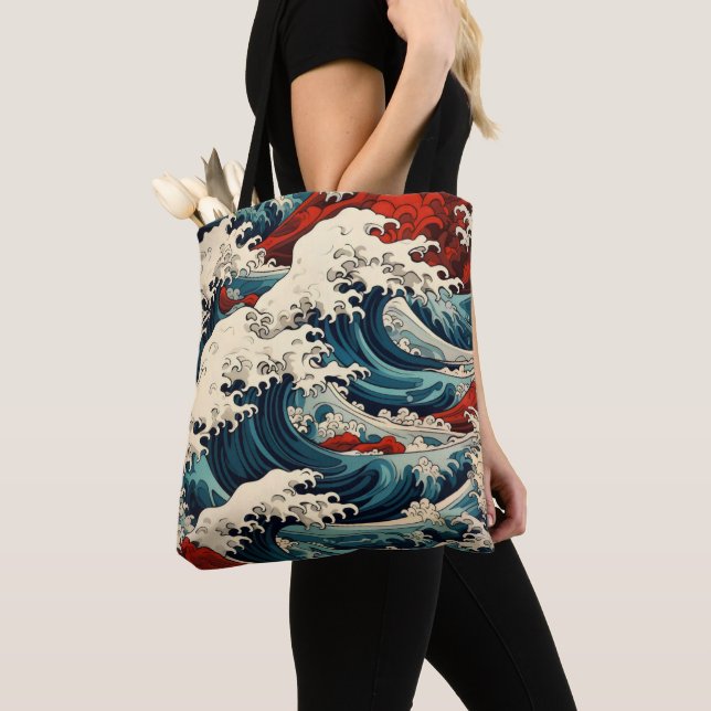 Bolso De Tela Waves marinas Ukiyo-e (Detalle)