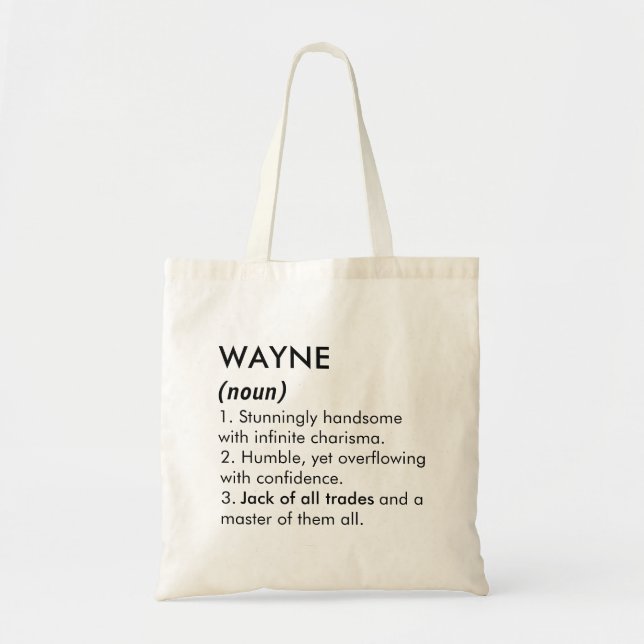 Bolso De Tela Wayne name, Editable name, Custom name (Frente)