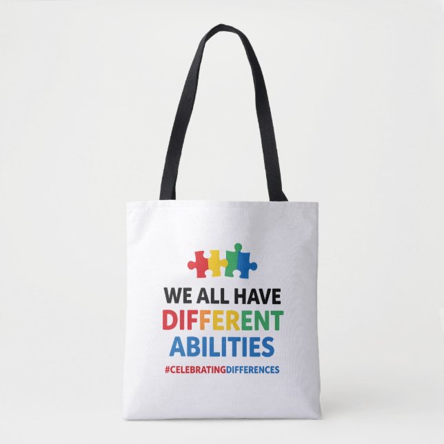 Bolso De Tela We All Have Different Abilities Awareness Art (Anverso)