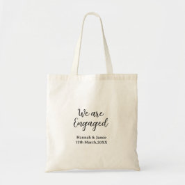 Bolso De Tela We are Engaged couple name date calligraphystylish