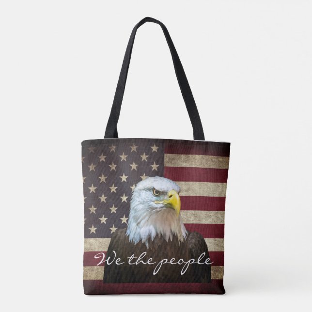 Bolso De Tela We The People American Flag Bald Eagle  (Reverso)