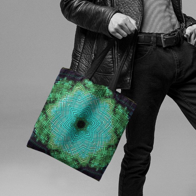 Bolso De Tela Weave Mandala Azul y Verde (Subido por el creador)