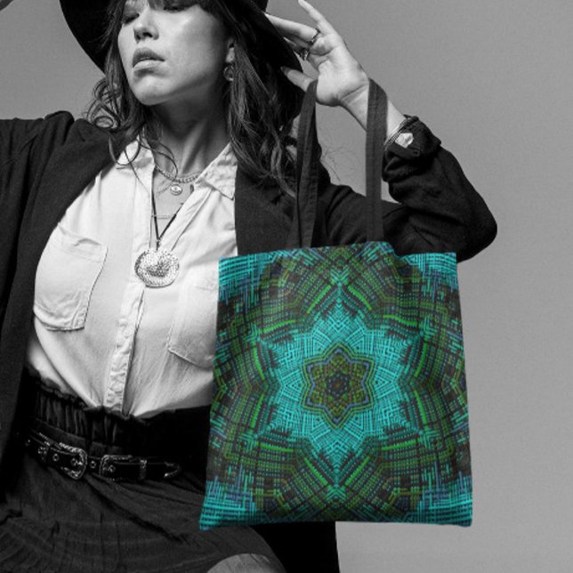Bolso De Tela Weave Mandala Azul y Verde (Subido por el creador)