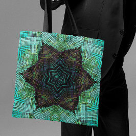 Bolso De Tela Weave Mandala Green Blue and Purple