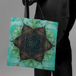 Bolso De Tela Weave Mandala Green Blue and Purple