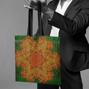Bolso De Tela Weave Mandala Naranja amarillo y verde