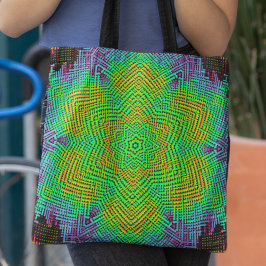 Bolso De Tela Weave Mandala Naranja Verde y Azul