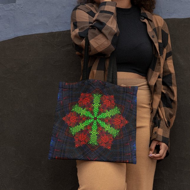 Bolso De Tela Weave Mandala Verde Rojo y Azul (Subido por el creador)