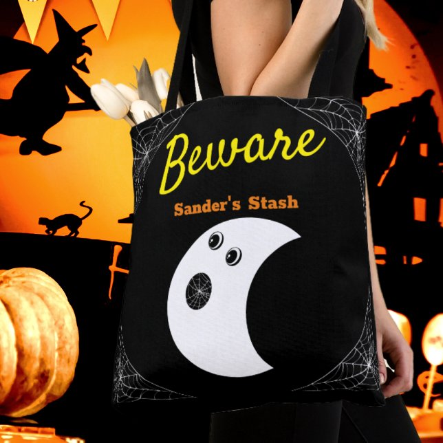 Bolso De Tela Webs de araña blanca y negro fantasma moderno lind (Subido por el creador)
