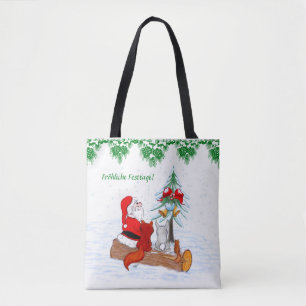 Bolso De Tela Weihnachtsmann Kaninchen Fox Eichhörnchen, Deutsch