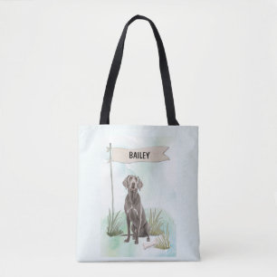 Bolso De Tela Weimaraner Acuarela Perro Personalizado