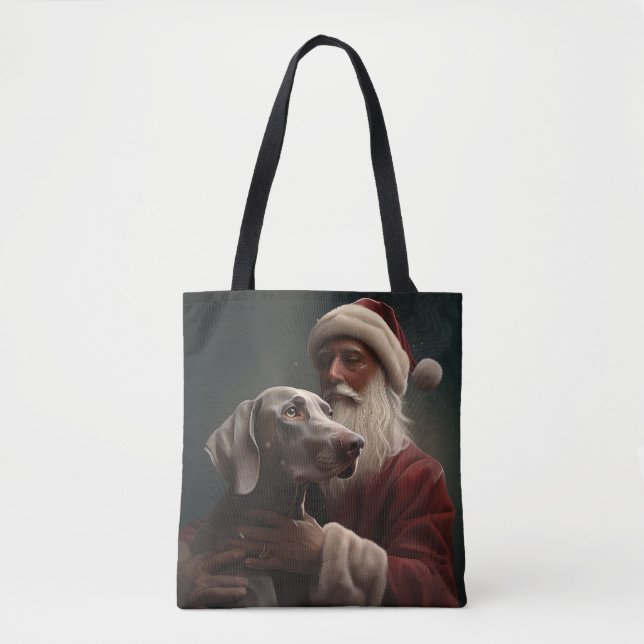 Bolso De Tela Weimaraner Con Navidades Festividades De Santa Cla (Anverso)