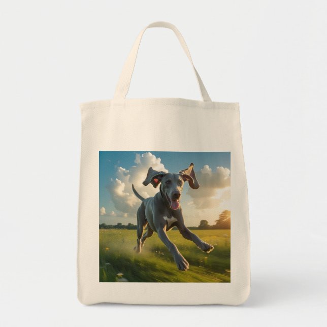 Bolso De Tela Weimaraner Elegant Grocery Tote Bag (Frente)
