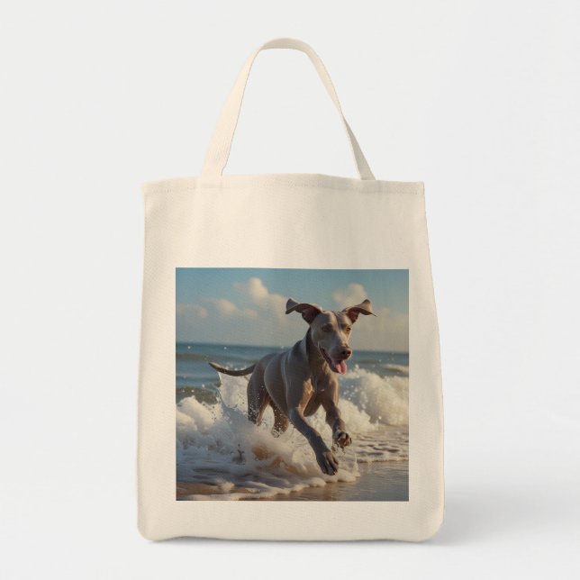Bolso De Tela Weimaraner Elegant Grocery Tote Bag (Frente)