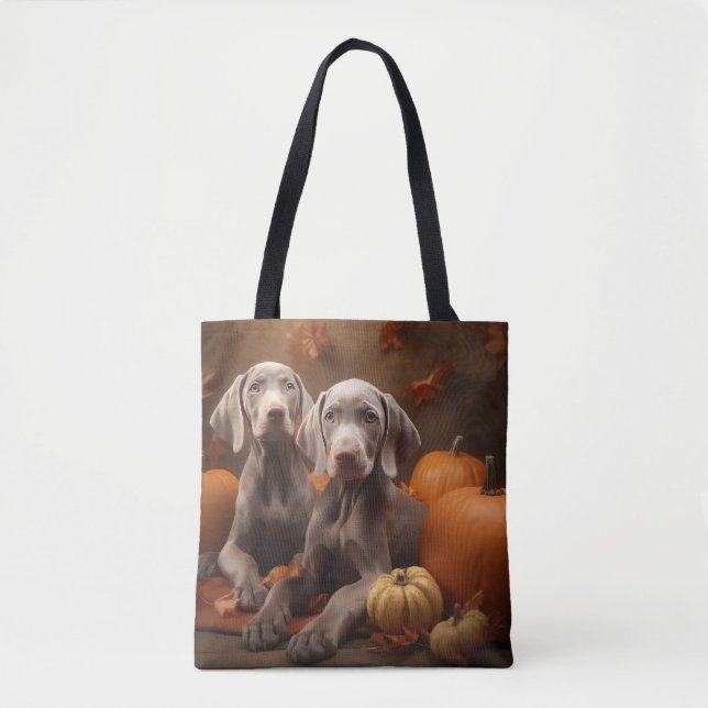 Bolso De Tela Weimaraner Puppy Autumn Delight Pumpkin (Anverso)