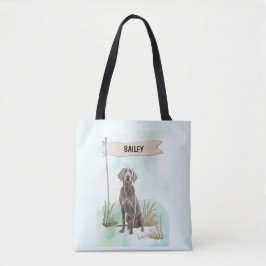 Bolso De Tela Weimaraner Watercolor Personalized Dog