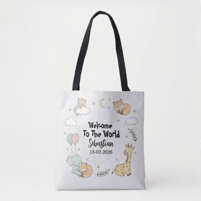 Bolso De Tela Welcome To The World Sebastian Personalized Tote  (Anverso)