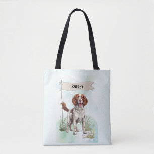 Bolso De Tela Welsh Springer Spaniel Acuarela Perro Personalizad