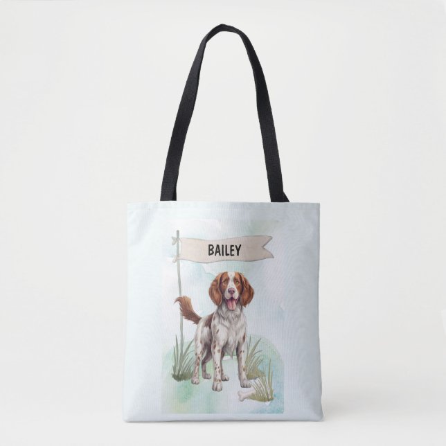 Bolso De Tela Welsh Springer Spaniel Watercolor Personalized Dog (Anverso)