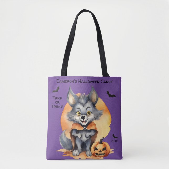 Bolso De Tela Werewolf Halloween Candy Trick or Trete (Anverso)