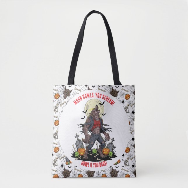 Bolso De Tela 🐺 Werewolf Halloween Tote Bag 🎃 💀 (Anverso)