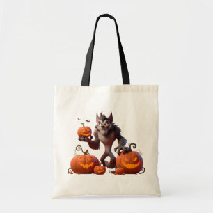 Bolso De Tela Werewolf y calabazas de Halloween