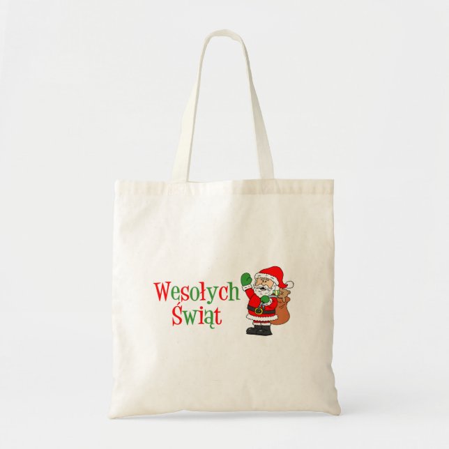 Bolso De Tela Wesolych Swiat Navidades italianos Santa Tote Bag (Frente)