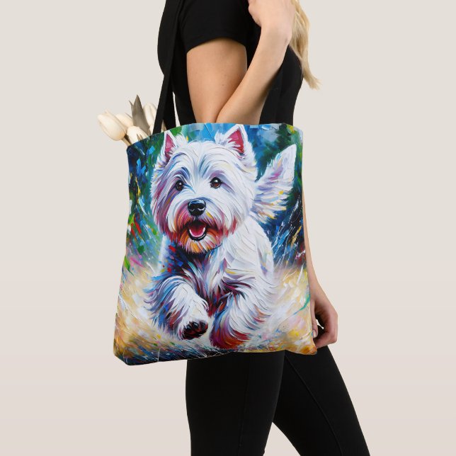 Bolso De Tela West Highland White Terrier "Westie" Dog Portrait (Detalle)