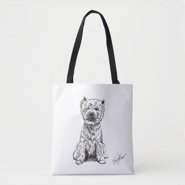 Bolso De Tela West Highland White Terrier. "Westy"  (Anverso)
