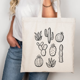 Bolso De Tela Western Cactus Plants Desert Boho Botanical Black