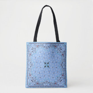 Bolso De Tela Western Paisley Blue Bandana Print Cowgirl
