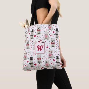 Bolso De Tela Westie Blanco con Accesorios Monograma