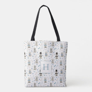 Bolso De Tela Westie Blanco con Accesorios Monograma