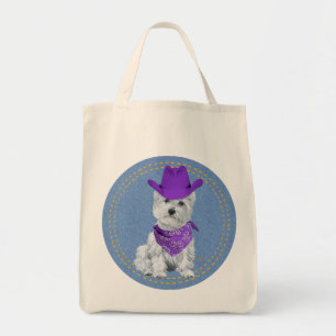 Bolso De Tela Westie Cowboy sobre Denim