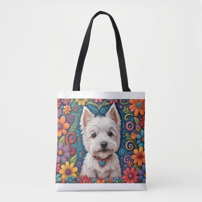 Bolso De Tela Westie Tote Bag (Anverso)