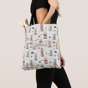 Bolso De Tela Westies Blancas con Accesorios Personalizados