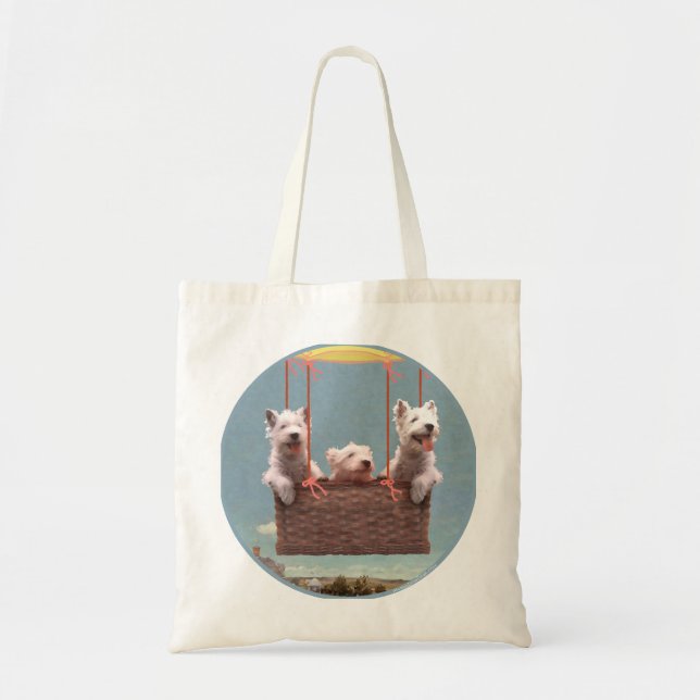 Bolso De Tela Westies en un globo (Frente)