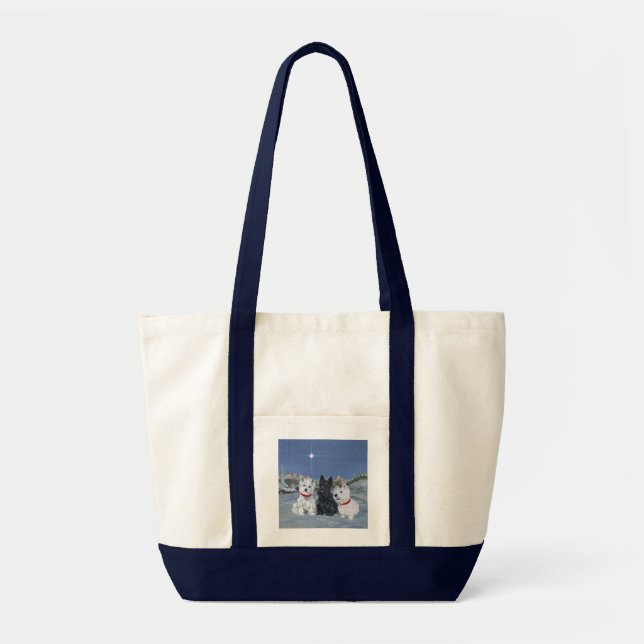 Bolso De Tela Westies y una Navidad Scottie (Frente)