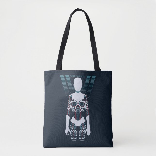 Bolso De Tela Westworld | Android Skeleton Over Logo (Anverso)