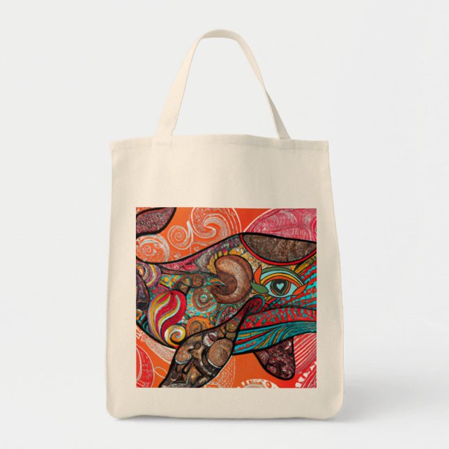 Bolso De Tela Whale Wow (Frente)